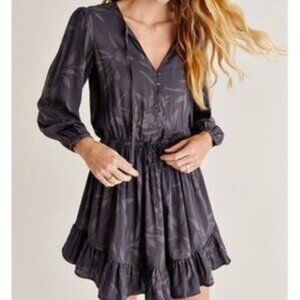 Z Supply Charcoal Floral Long Sleeve Dress NWT Size Small